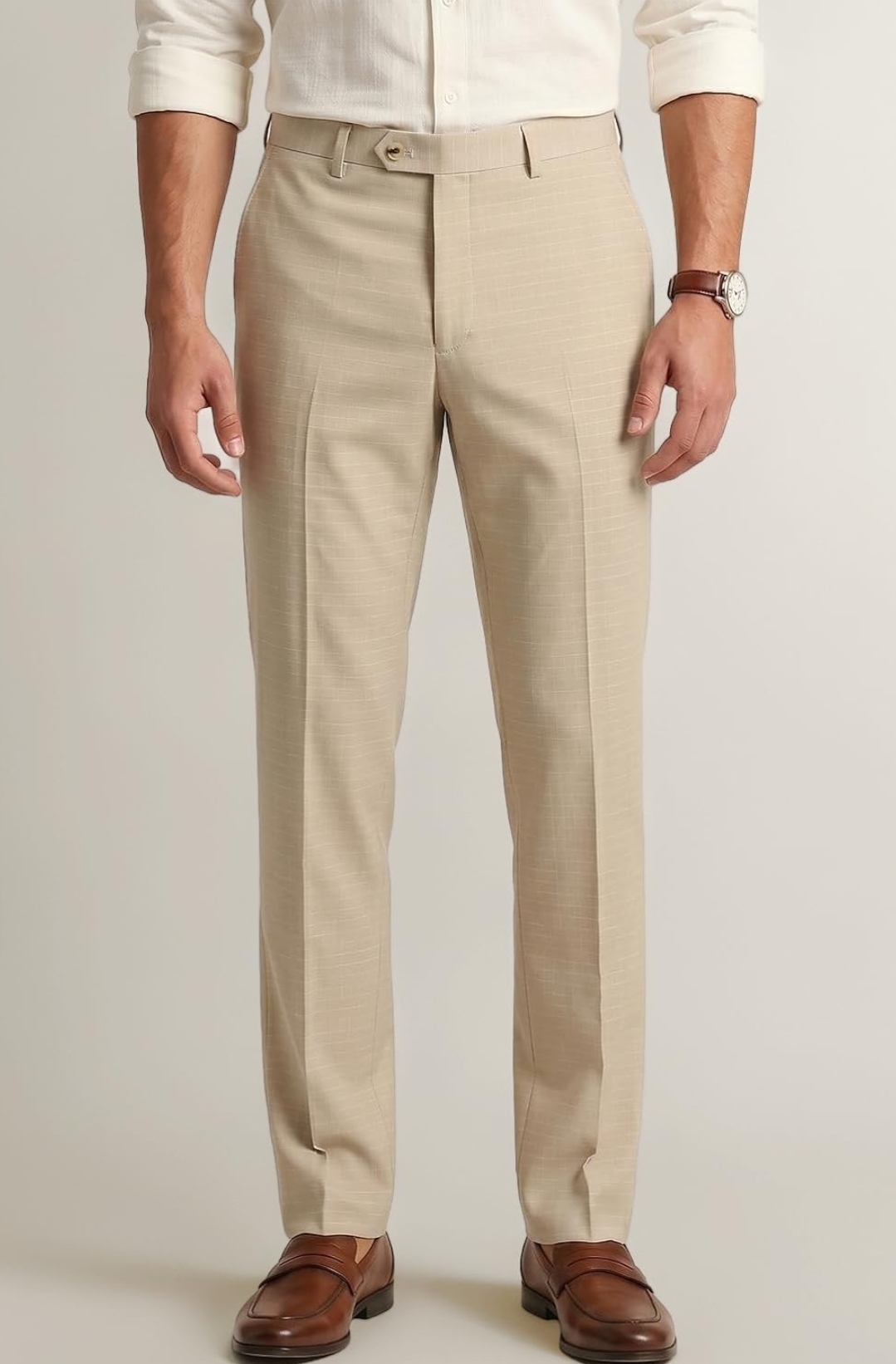 Peter England Men's Slim Fit Mid Rise Premium Formal Stretchable Knit Super Trouser | Comfort Lycra | 360-Degree Stretch