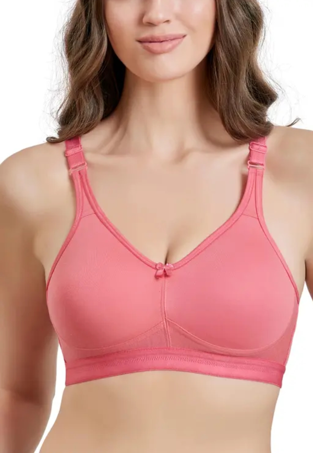 Rose Cotton Blend Non Padded Seamless Wirefree Women's Set of 1 Full Coverage Bra