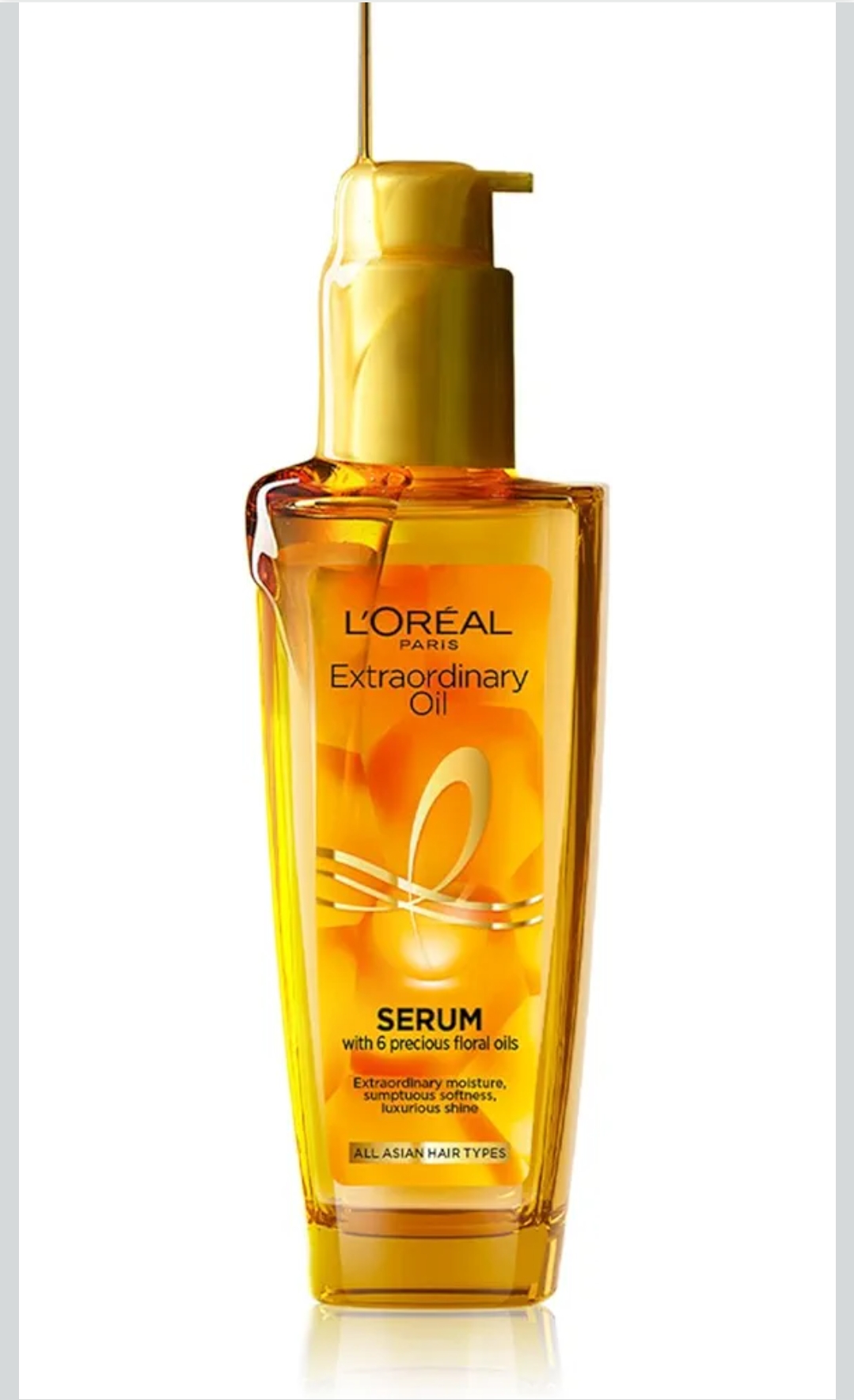L'Oreal Paris Extraordinary Oil Hair Serum Powered by Floral Oils for All Hair Types, Volume- 100 ml, Makes hair frizz-free, stronger, shiny and provides UV and Heat Protection, Lightweight 