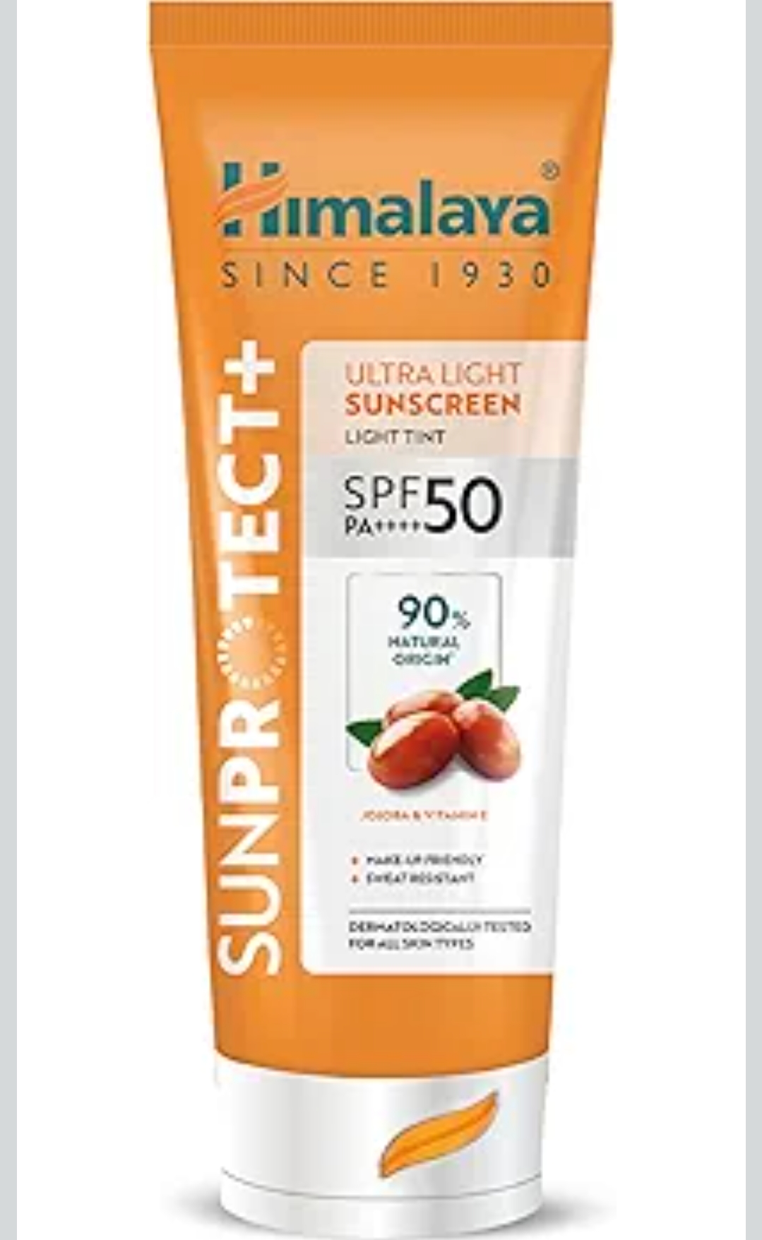Himalaya Sun Protect+ Ultra Light Sunscreen | Light tint Cream| 90% Natural Origin Ingredients | In vivo tested SPF 50 PA++++ | Dermatologically tested for all skin types | No white cast | M