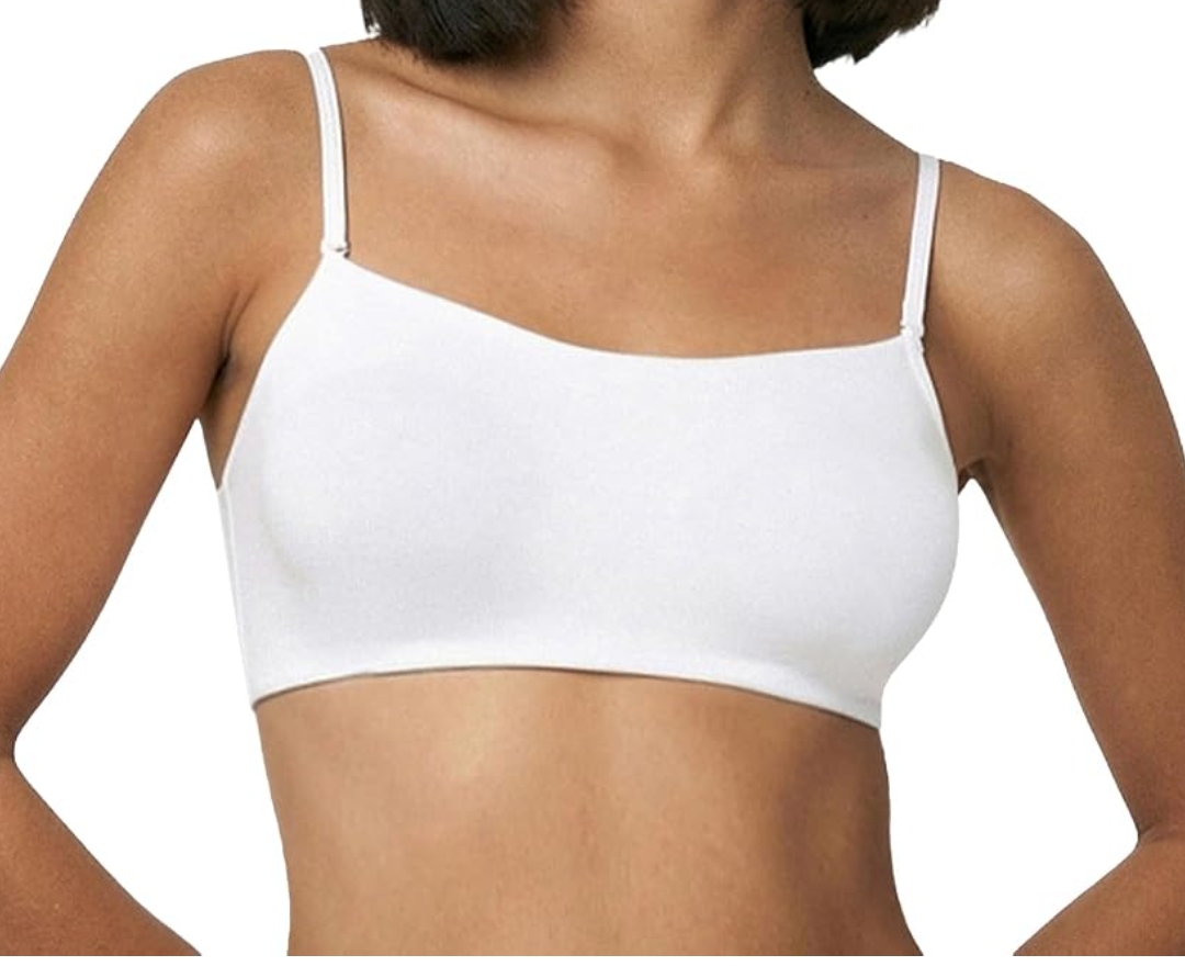 Enamor Moulded Double Layer Front Women's Cotton Cami Bra - Detachable Slim Straps with Back Keyhole, Non Padded, Wirefree, High Coverage - A022