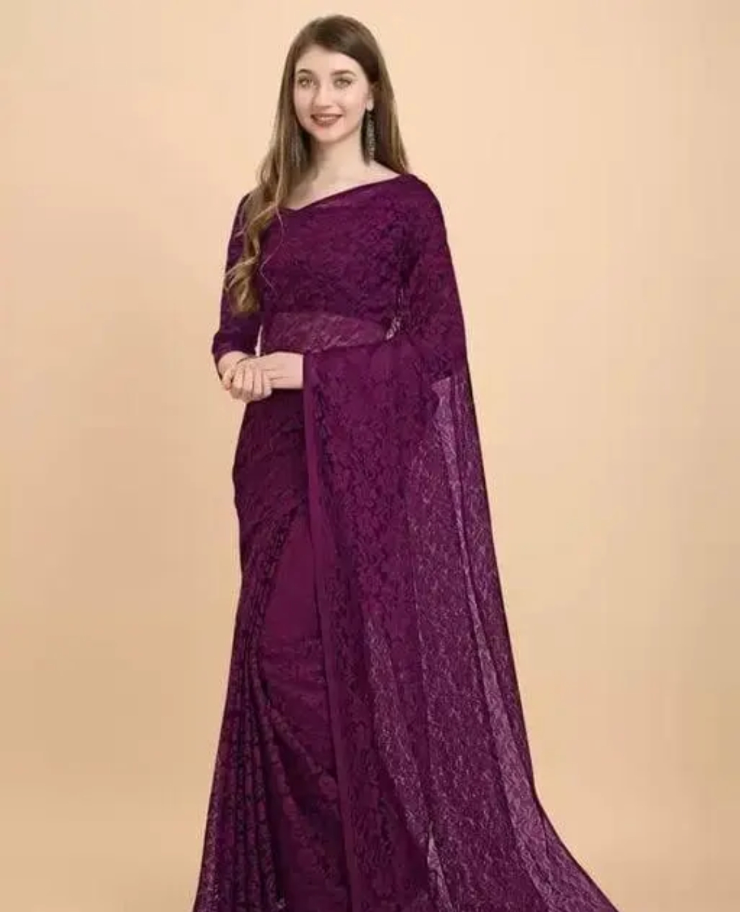 Graceful Net Silk sari