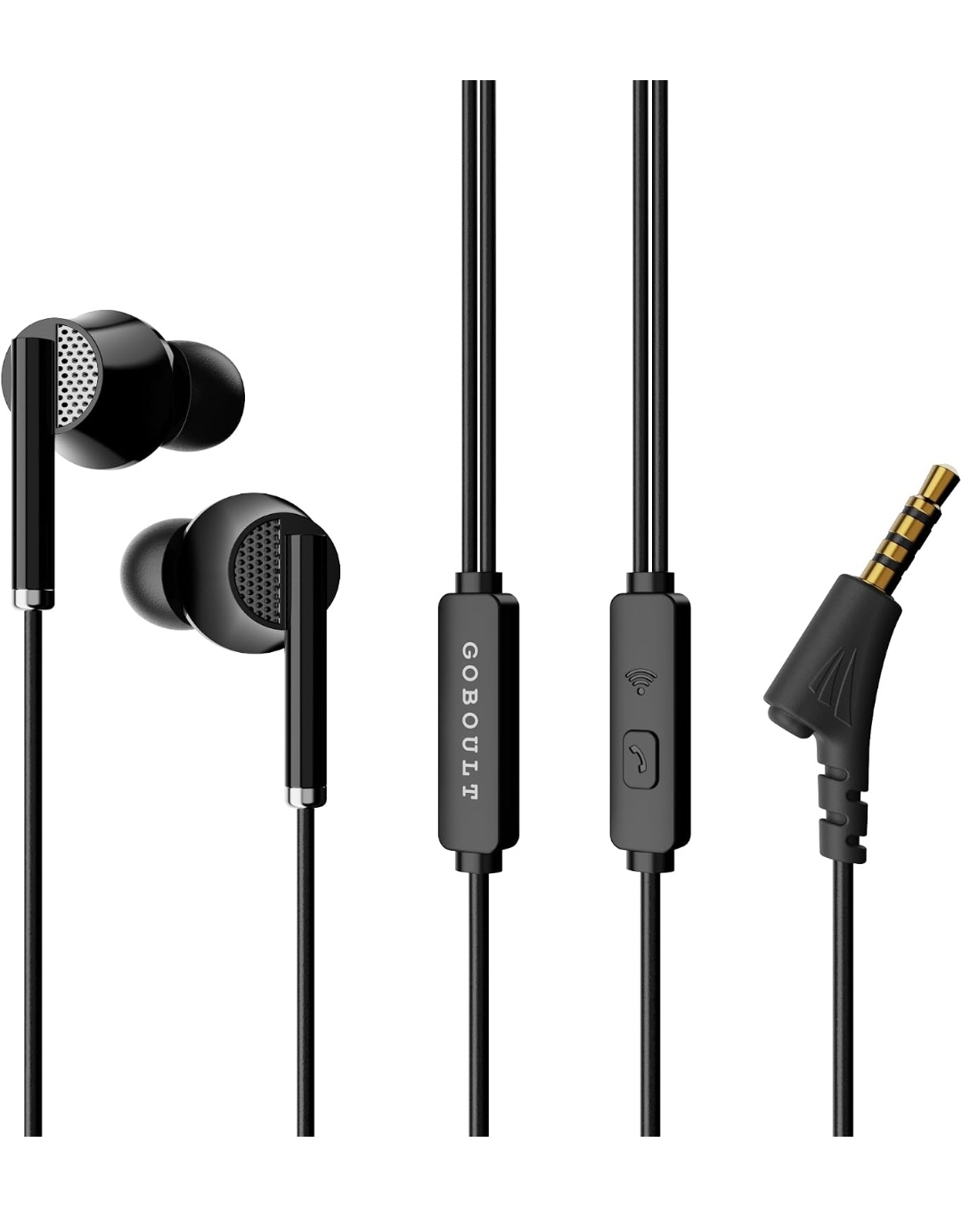 GOBOULT WiredX 250 Earphones with 3.5 mm Jack, 12mm Bass Drivers, Inline Controls, Earphones Wired Headphones with mic