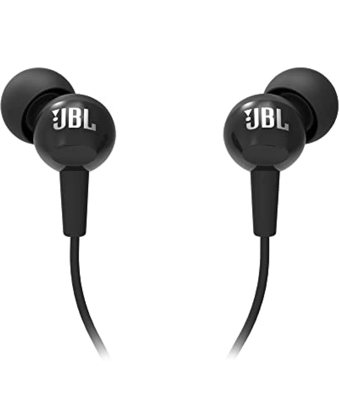 JBL C100SI Wired In Ear Headphones With Mic, Pure Bass Sound, One Button Multi-Function Remote, Premium Metallic Finish, Angled Buds For Comfort Fit (Black)