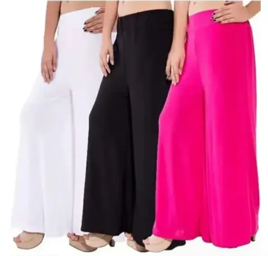 ASA-Stylish Casual Wear Malai Lycra Pant Palazzo Combo Pack of 3 - Free Size