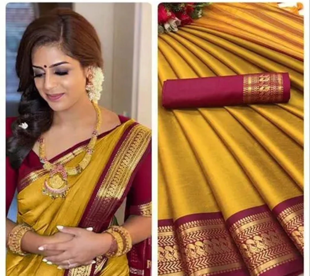 DUK DESINGN COTTON SILK SAREE+ BROCKATE BLOUSE