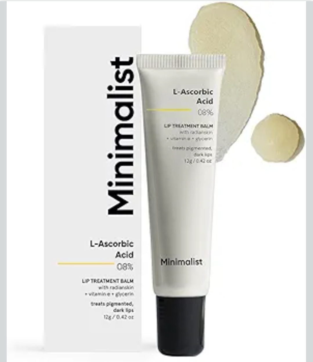 Minimalist Lip Treatment Balm for Pigmented & Dark Lips | 8% L-Ascorbic Acid with Vitamin E, Radianskin & Glycerine | For Women & Men | 12 gm