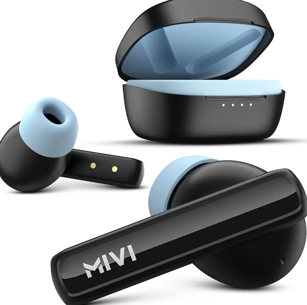Mivi DuoPods Sync in Ear Earbuds | 60H Playtime Bluetooth Earphones Wireless | Earbuds ENC for Clear Calls | 13mm Drivers Ear Buds Wireless | Gaming Mode | BT 5.3 TWS ENC Earbuds Style | Ear