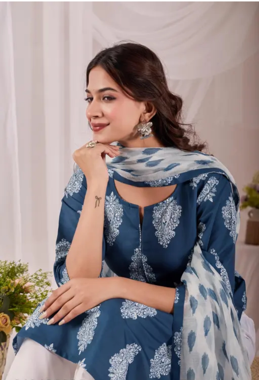 Butta Printed Kurti With Printed Dupatta And pent