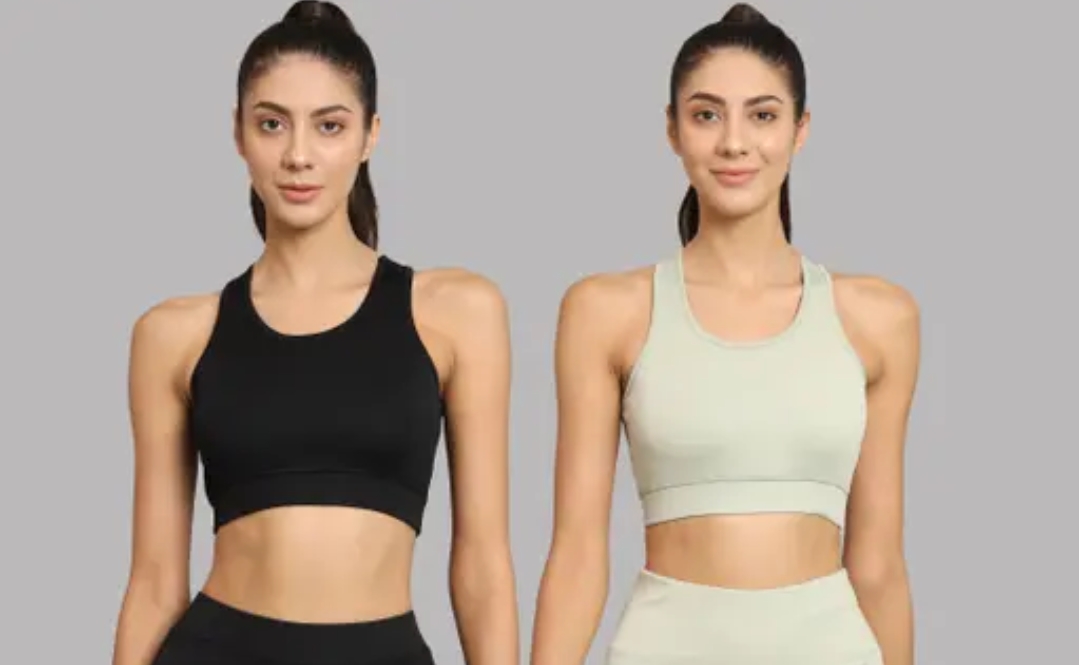 Women Sports Bra (Black & Mint Green)