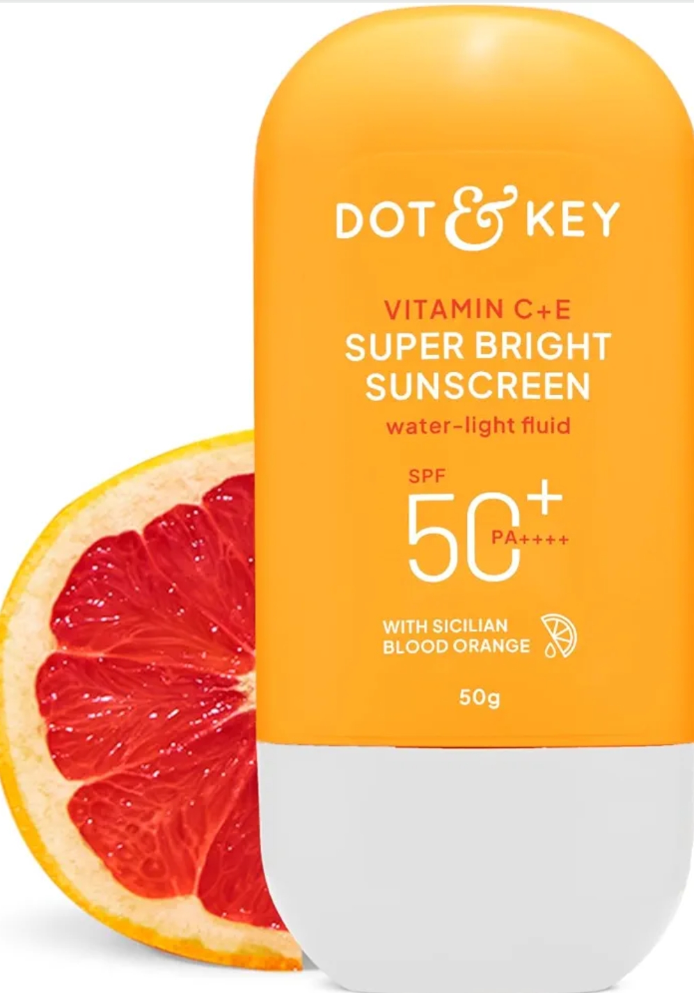 Dot & Key Vitamin C + E Super Bright Sunscreen In-Vivo Tested SPF 50+ PA++++ With New-Age UV Filters, Water-Light Fluid, Boosts Glow, Reduces Dullness & Dark Spots, Checks Tanning, No White 